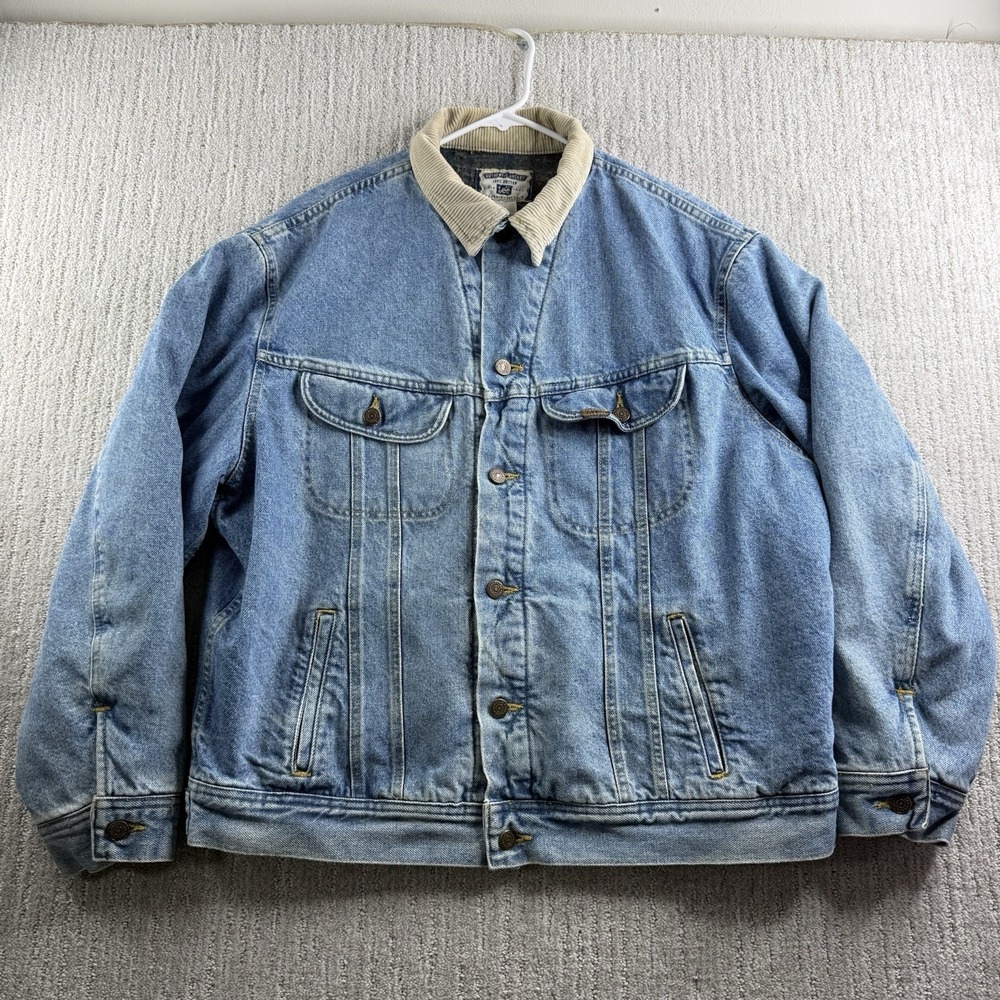 Vintage Lee Denim Jacket Blanket Lined Mens Size XL Blue